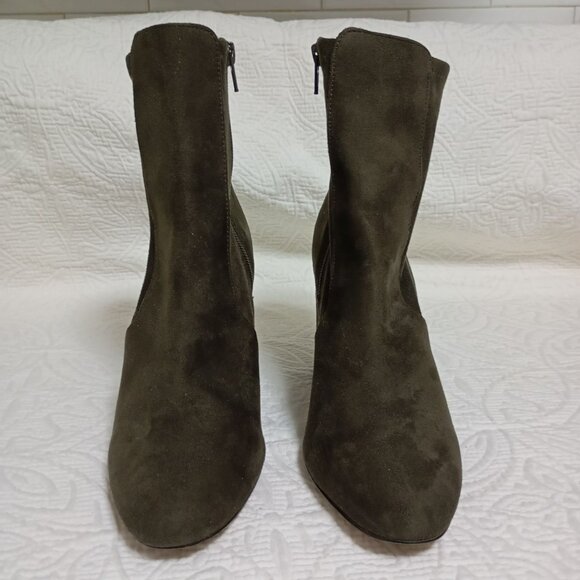 Aldo Womens Boots Suede Ankle Size 8 With Zipper Closure Olive Green High Heels - Picture 3 of 12